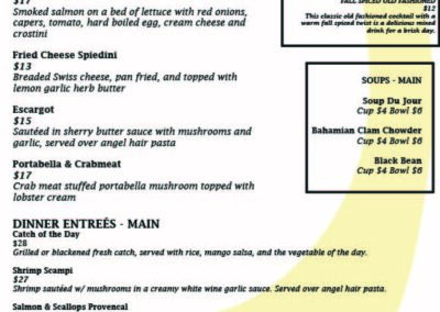 Cab cafe menu